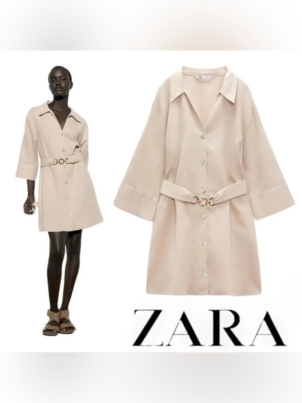 NWT Zara Belted Shirt Dress